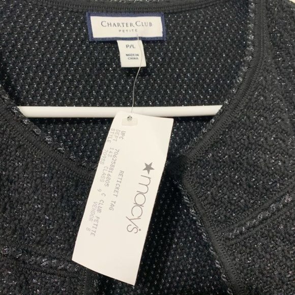 NEW Charter Club Petite Metallic Cropped Jacket - Size Large (Petite) - Picture 3 of 4